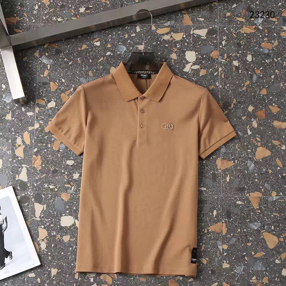 Fendi Embroidered logo Brown Premium Polo T-shirt-thumb-0