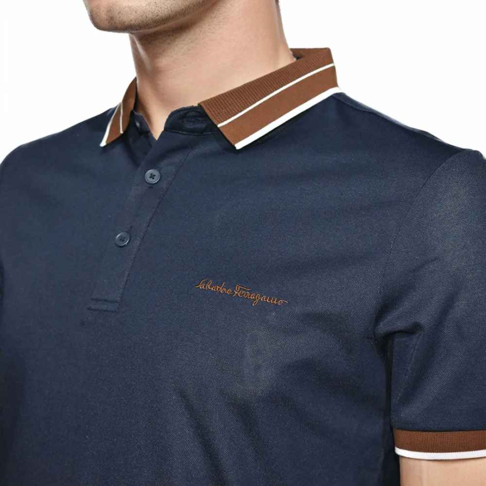 Salvatore Ferragamo Embroidered logo Navy Blue T-shirt-thumb-2