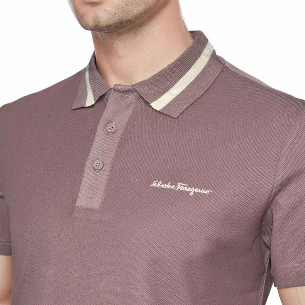 Salvatore Ferragamo Embroidered logo Red Wood Polo T-shirt-2