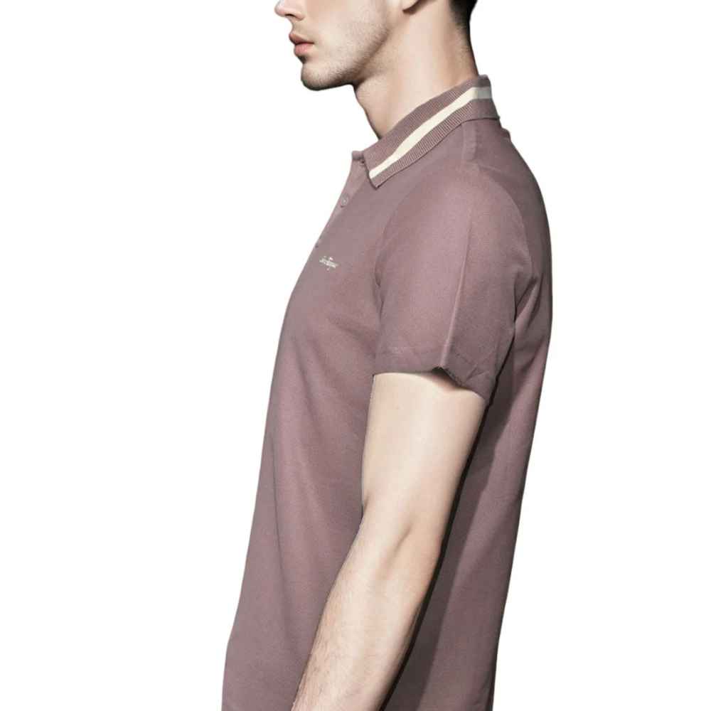 Salvatore Ferragamo Embroidered logo Red Wood Polo T-shirt-3