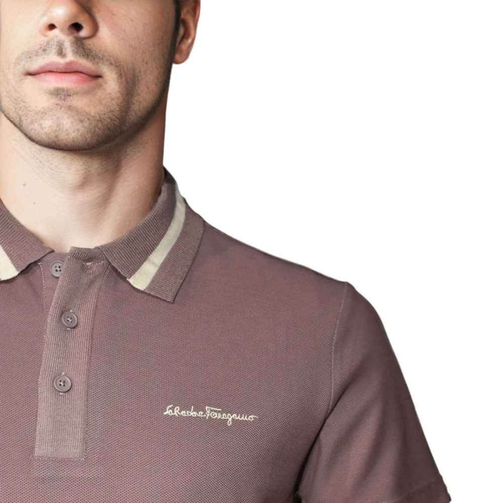 Salvatore Ferragamo Embroidered logo Red Wood Polo T-shirt-4