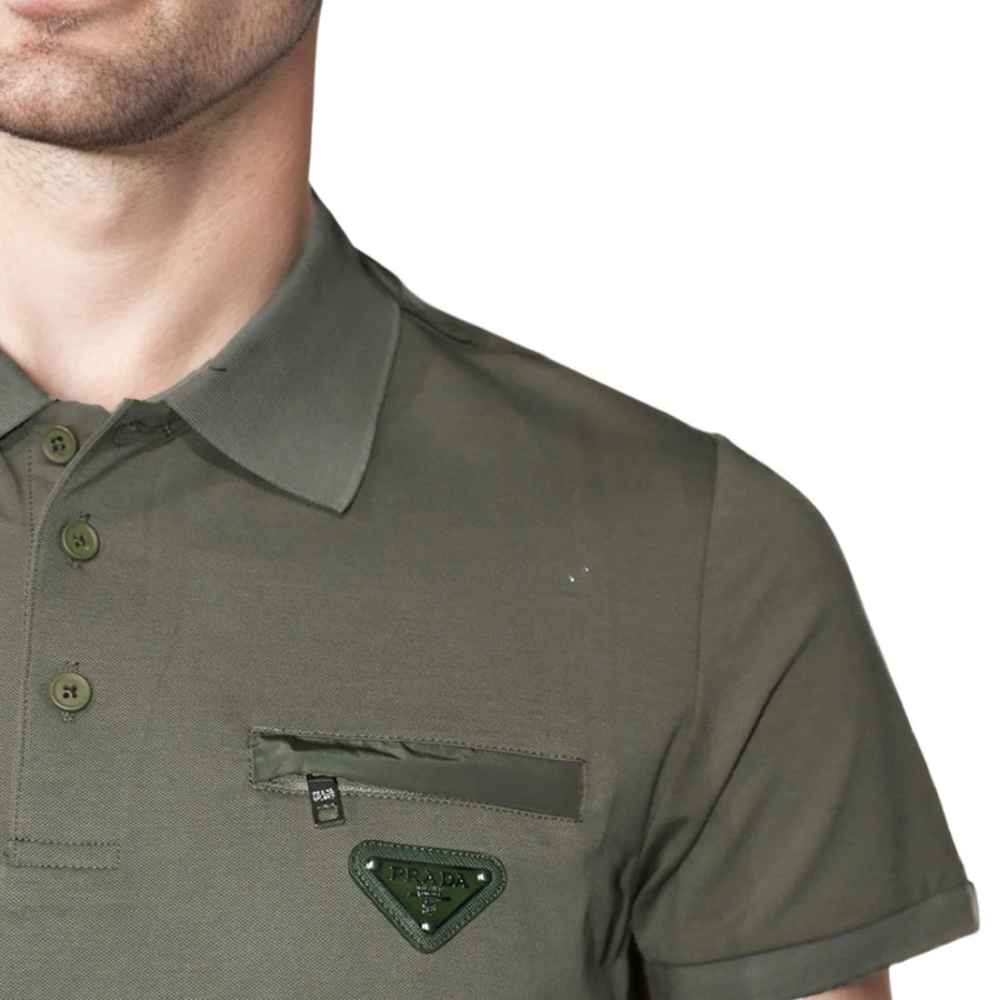 Prada Green Premium Stretch Cotton Polo T-shirt-thumb-4