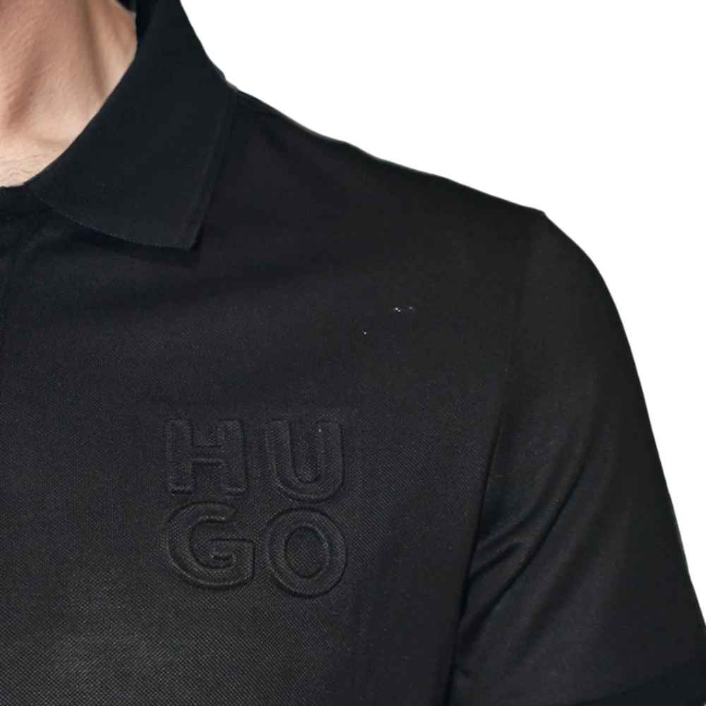 HUGO BOSS Black Embossed Stacked Logo T-shirt-4