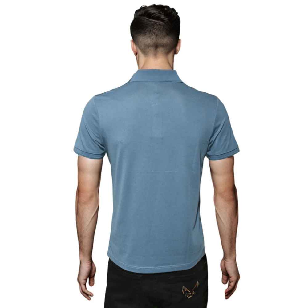 HUGO BOSS Blue Embossed Stacked Logo T-shirt-thumb-1