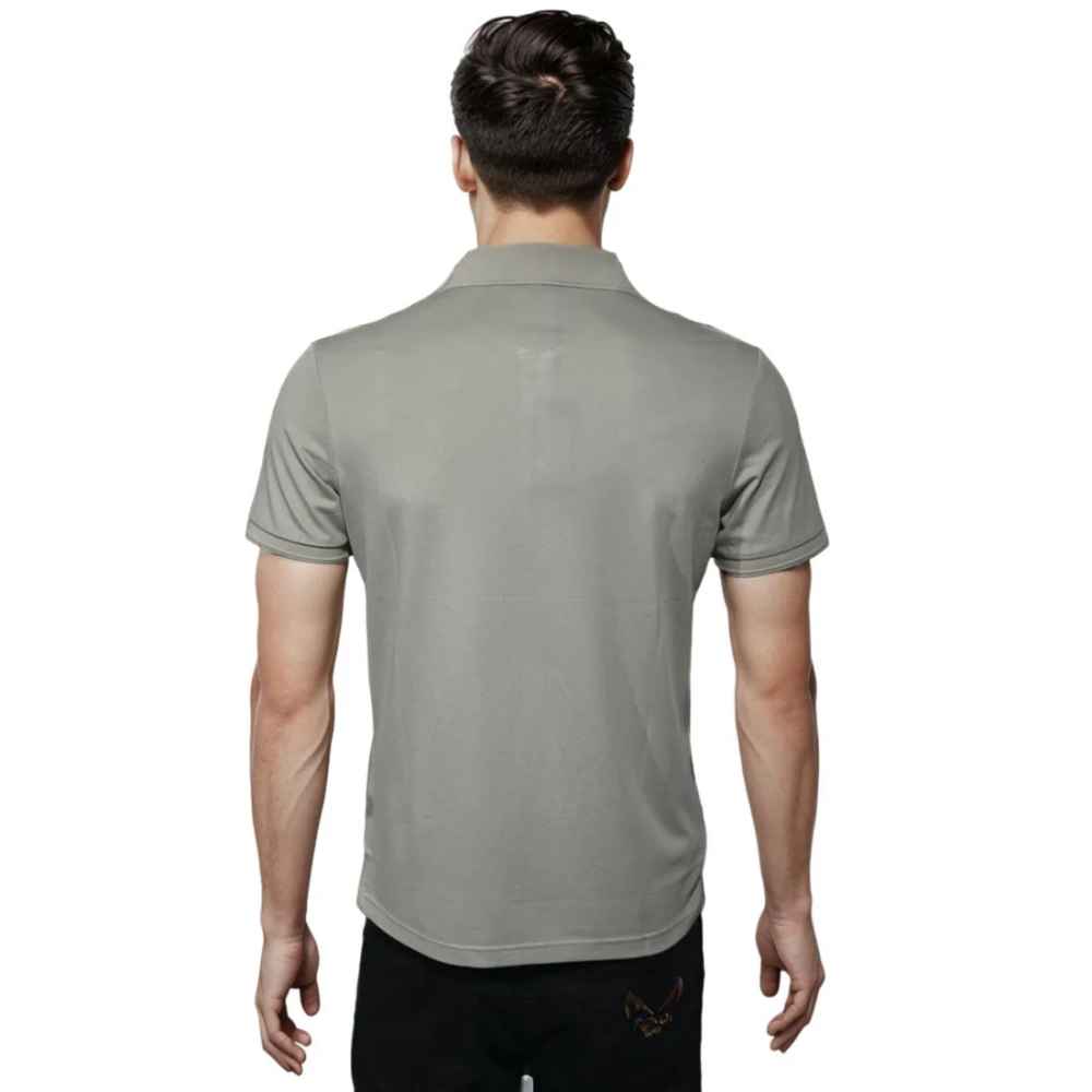 HUGO BOSS Olive Grey Embossed Stacked Logo T-shirt-1