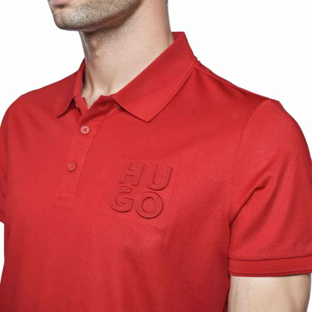 HUGO BOSS Red Embossed Stacked Logo T-shirt-thumb-2