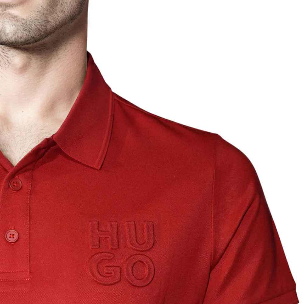 HUGO BOSS Red Embossed Stacked Logo T-shirt-thumb-4