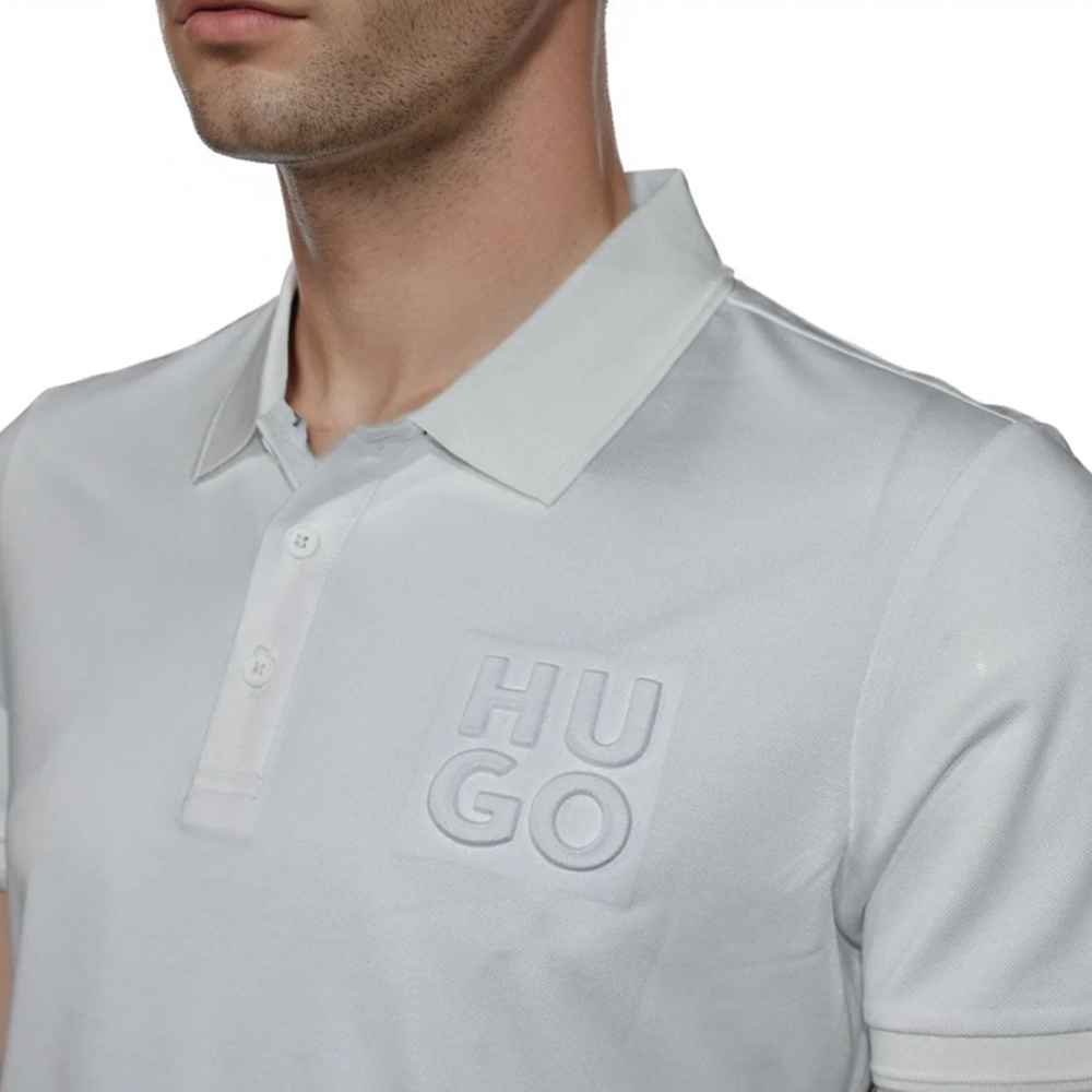 HUGO BOSS White Embossed Stacked Logo T-shirt-2