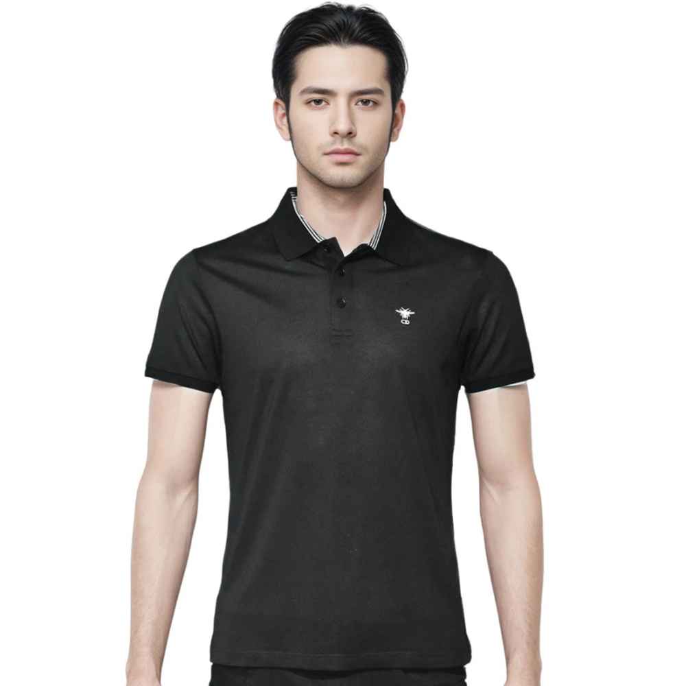 Christian Dior Bee Embroidered Black Premium Polo T-shirt-thumb-0