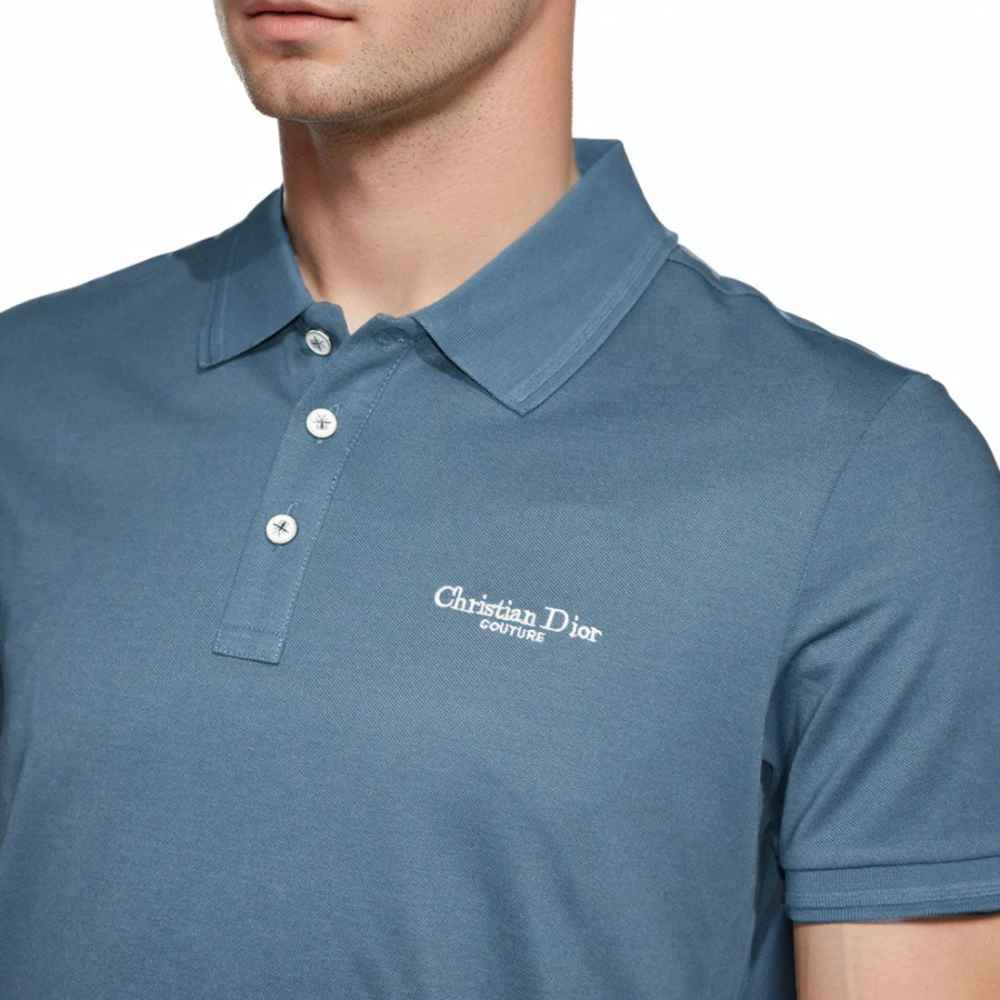 Christian Dior Embroidered logo Blue Premium T-shirt-2