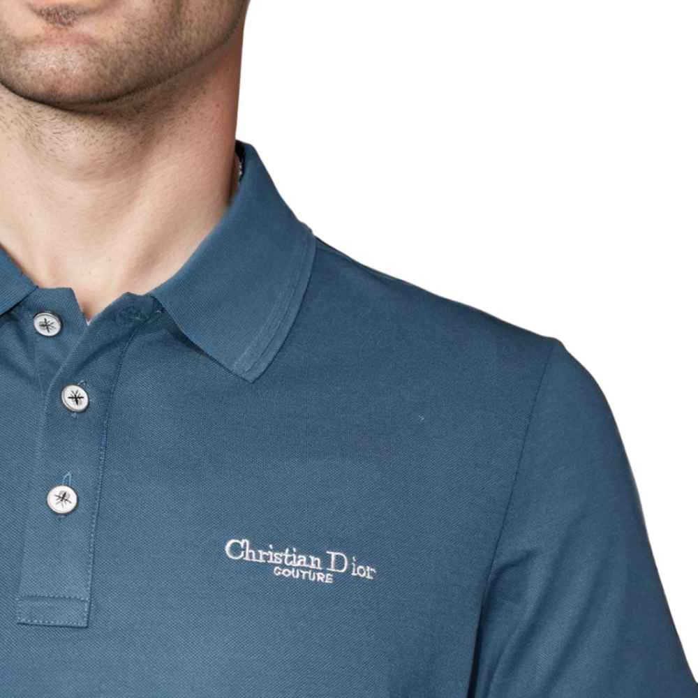 Christian Dior Embroidered logo Blue Premium T-shirt-4