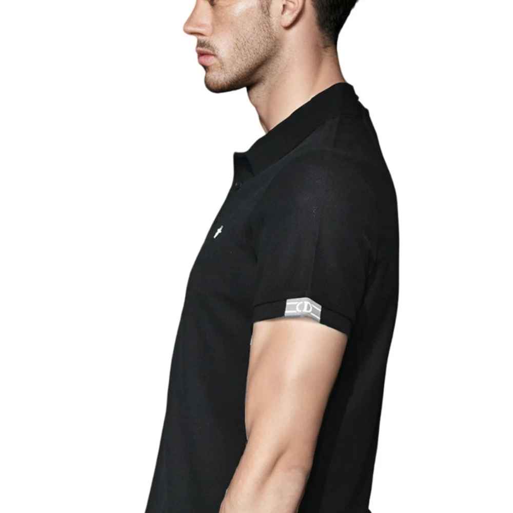 Dior Bee Embroidered Black Premium Polo T-shirt-thumb-3