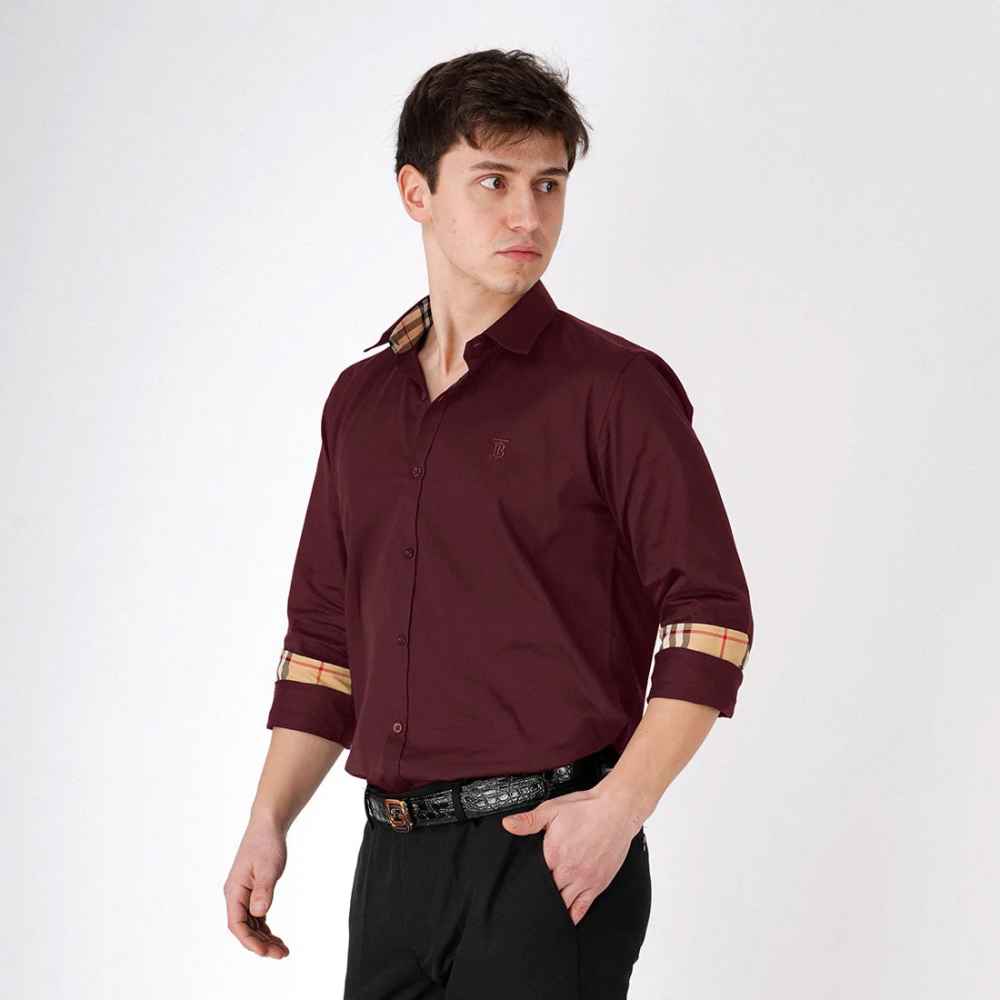 Burberry Wine Premium Quality Shirt-thumb-4