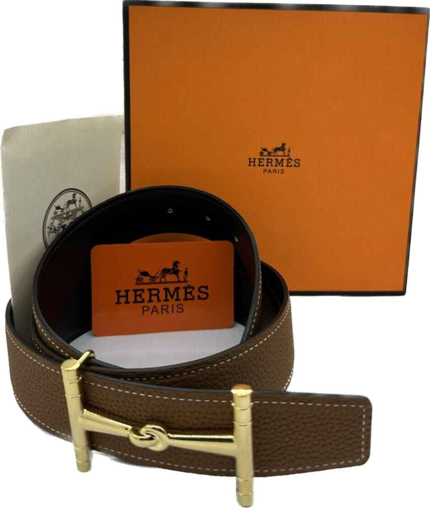 Hermes Brown Premium Quality Leather Belt-thumb-1