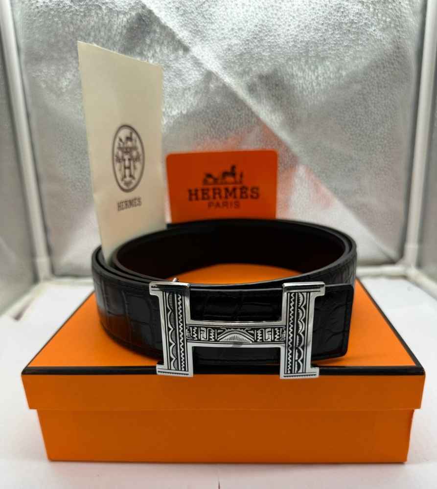Hermes Black Premium Quality Leather Belt-thumb-1