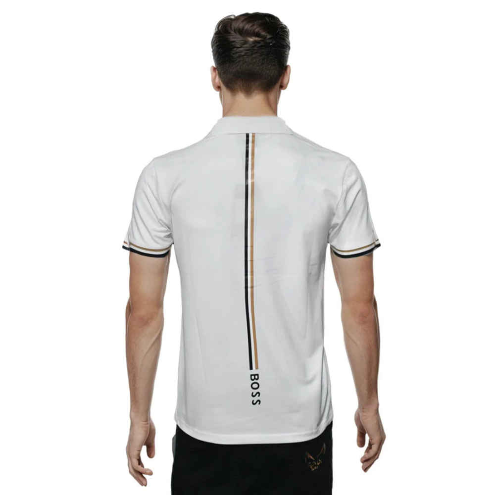 Boss White Premium Quality Short Sleeve Polo T-shirt-1