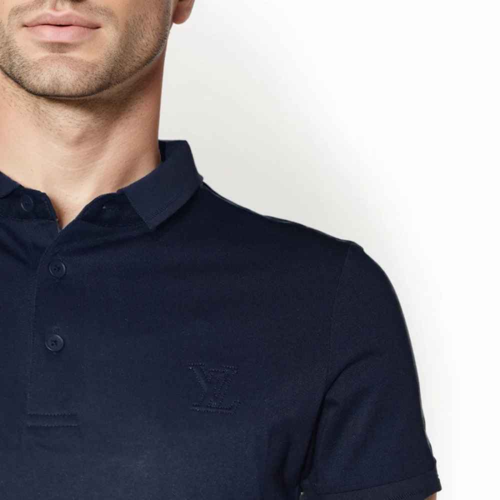 Louis Vuitton Embroidery Logo Navy Blue Premium T-shirt-thumb-4