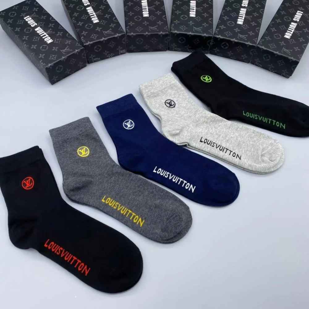 Louis Vuitton Premium Quality Ankle Socks - Pack of 5-thumb-0
