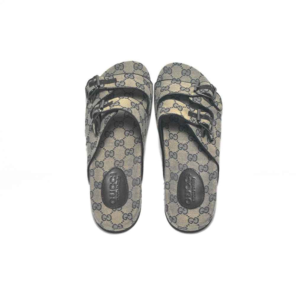 Gucci GG Canvas Cream & Black Mens Flip-flops-thumb-3
