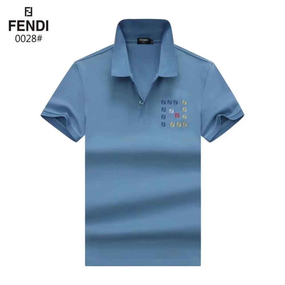 Fendi Embroidered logo Blue Premium Quality T-shirt-6