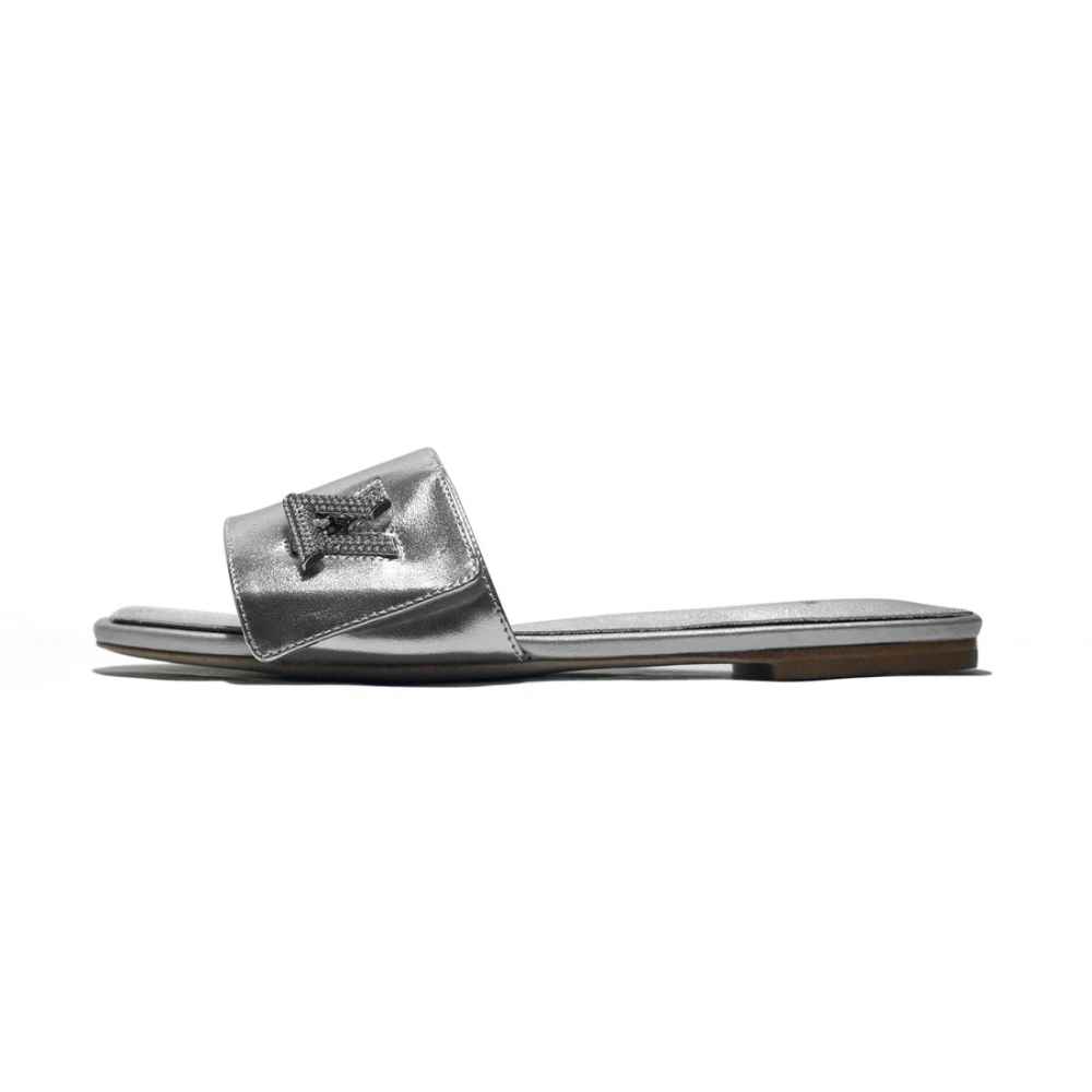 Louis Vuitton Silver Premium Women's Flat Sandals-1