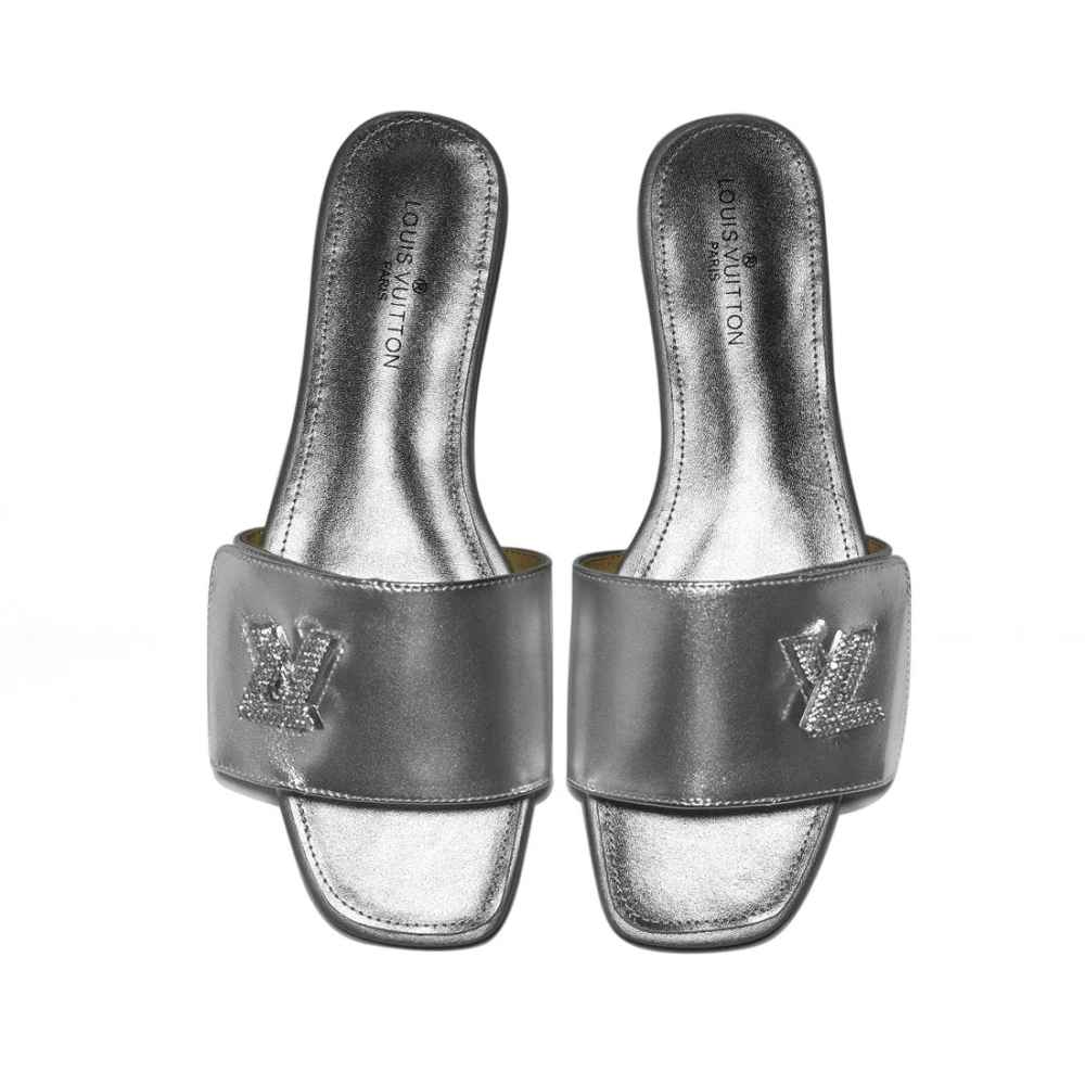 Louis Vuitton Silver Premium Women's Flat Sandals-5