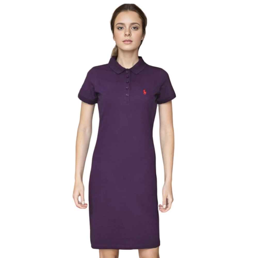 Ralph Lauren Embroidery Logo Dark Purple Premium Dress-thumb-1