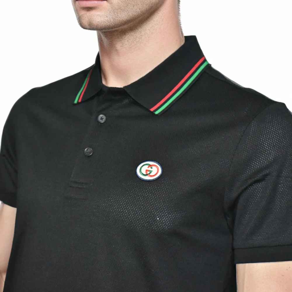 Gucci Black Premium logo Embroidered T-shirt-2