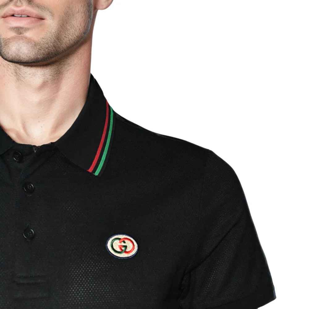 Gucci Black Premium logo Embroidered T-shirt-4