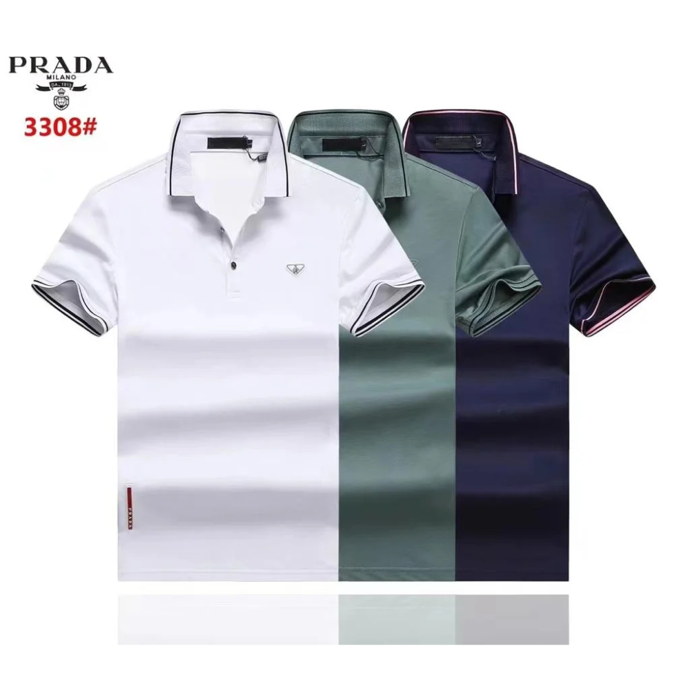 Prada White Premium Quality Luxury Polo T-shirt-thumb-6