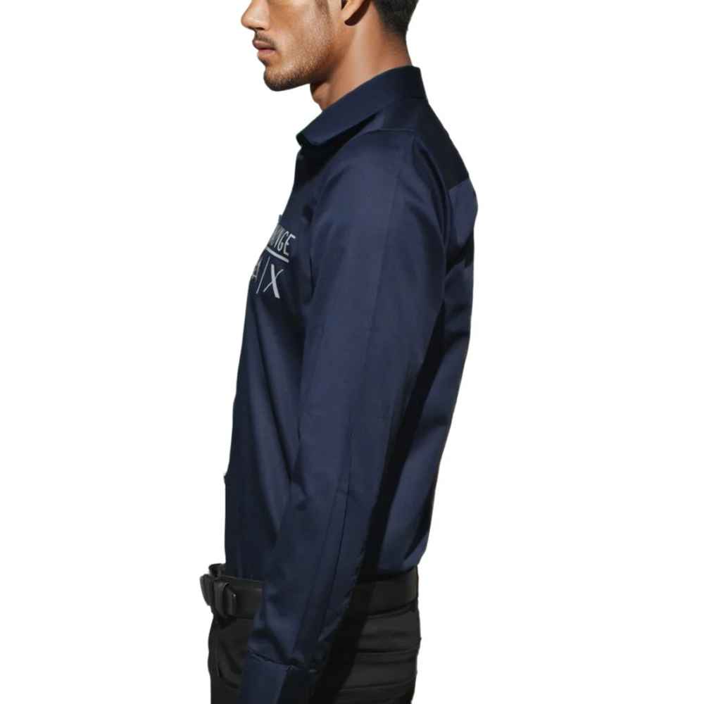 Armani Exchange Printed Navy Blue Premium Quality Men's Shirt-3