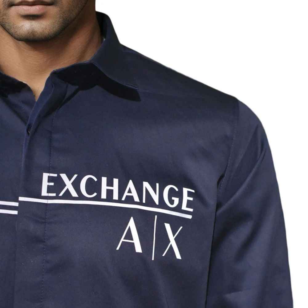 Armani Exchange Printed Navy Blue Premium Quality Men's Shirt-5