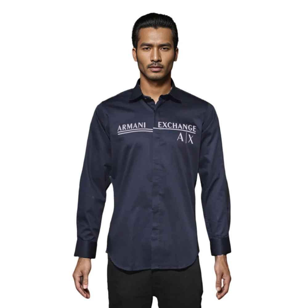Armani Exchange Printed Navy Blue Premium Quality Men's Shirt-6