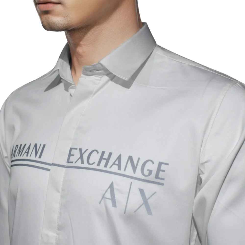 Armani Exchange Printed White Premium Quality Men's Shirt-2