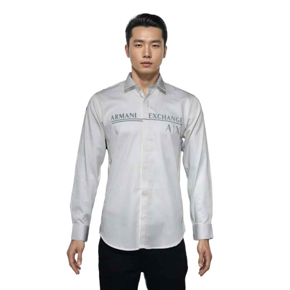 Armani Exchange Printed White Premium Quality Men's Shirt-6