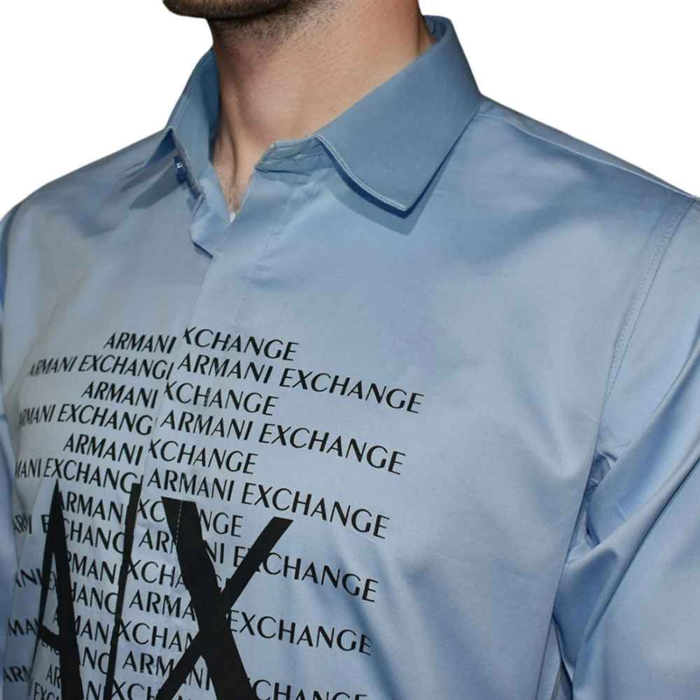 Armani Exchange Sky Blue Premium Quality Full Sleeve Shirt-thumb-2