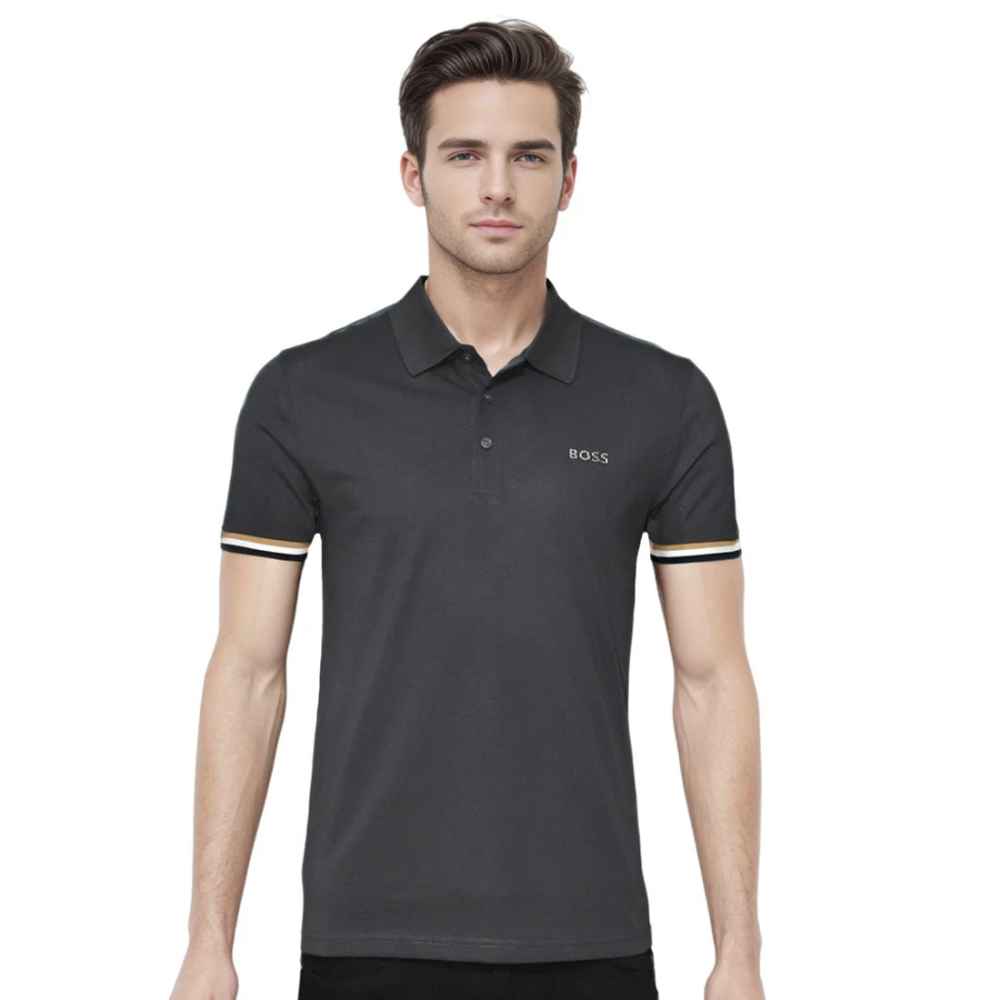 Boss Dark Grey Premium Quality Short Sleeve Polo T-shirt-thumb-0