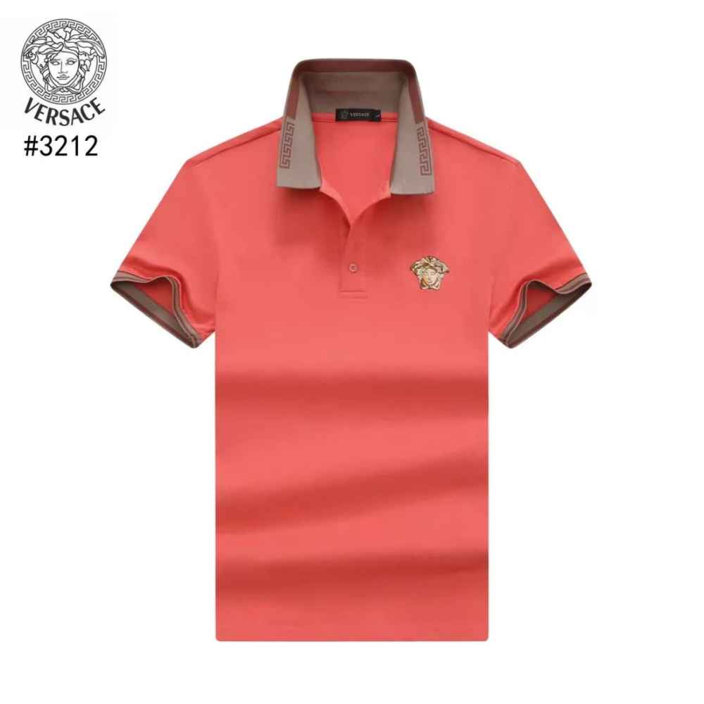 Versace Embossed logo Red Premium Polo T-shirt-thumb-6