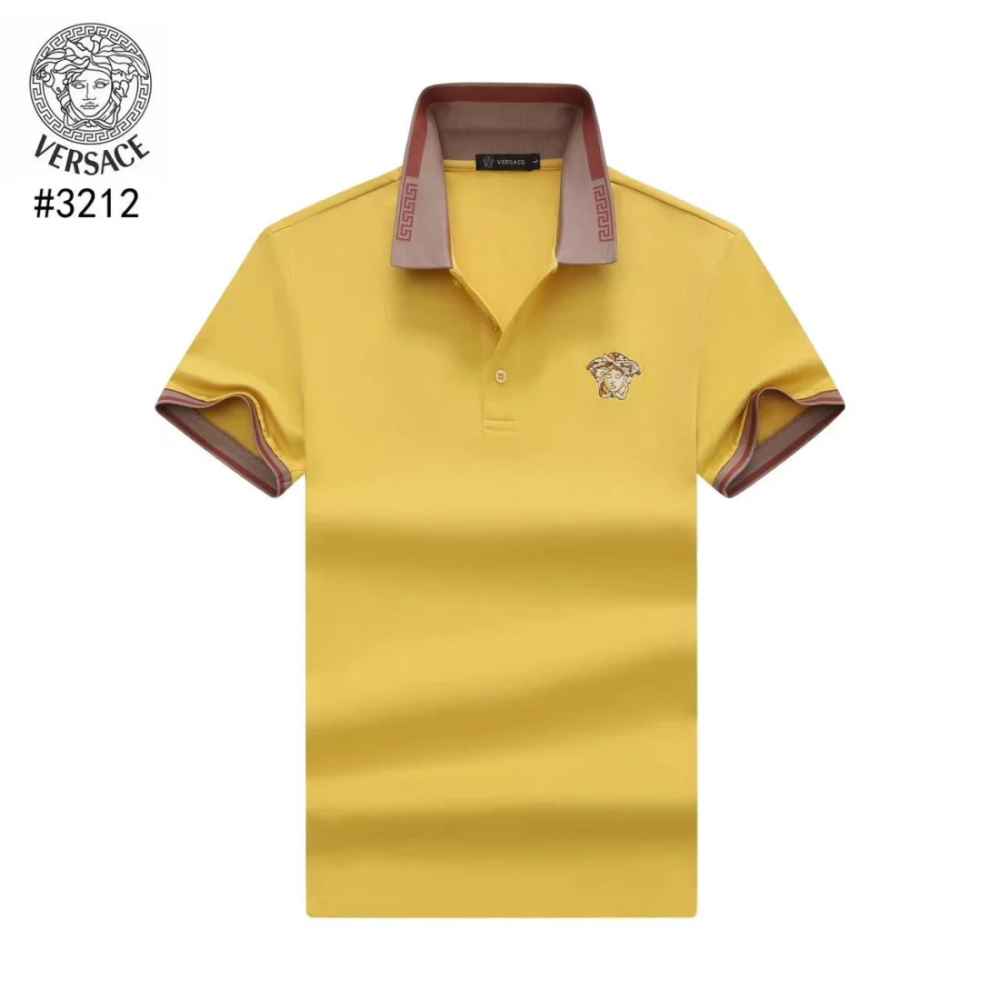 Versace Embossed logo Yellow Premium Polo T-shirt-thumb-6