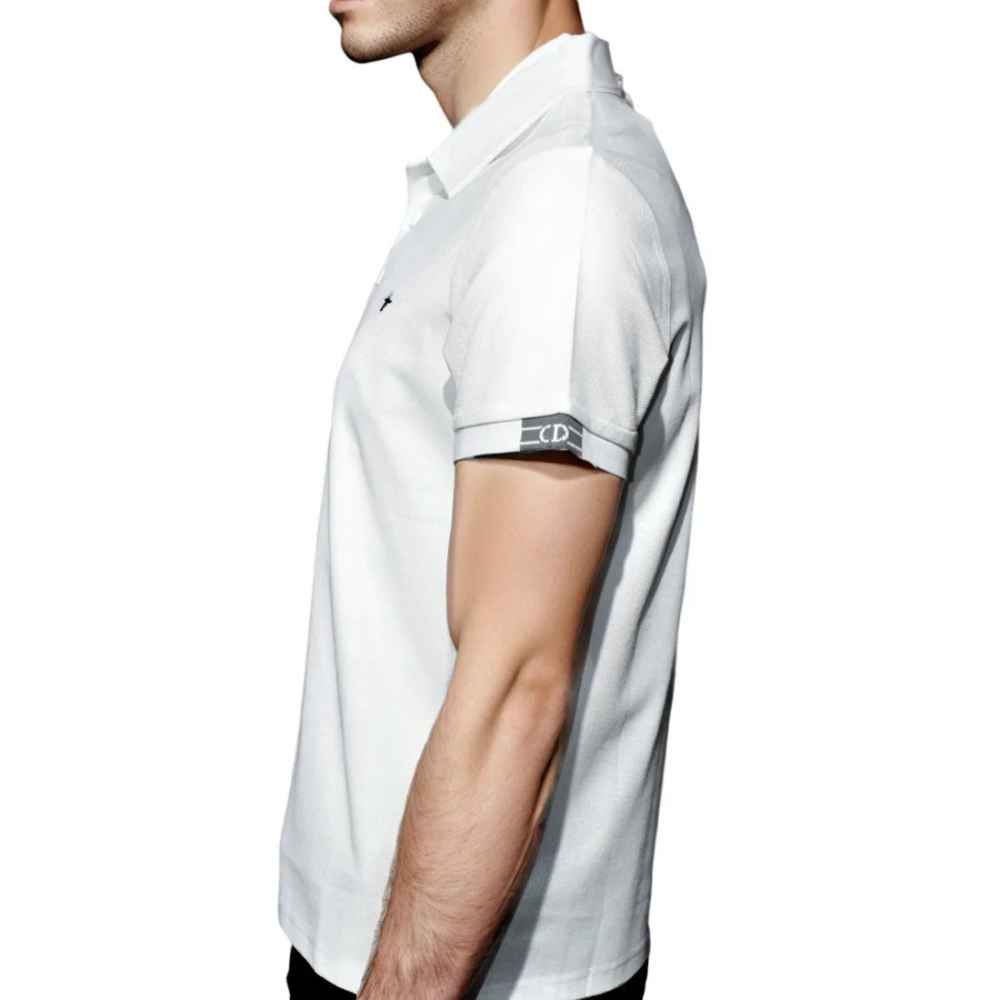 Dior Bee Embroidered White Premium Polo T-shirt-thumb-3