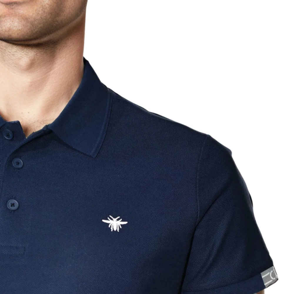 Dior Bee Embroidered Navy Blue Premium Polo T-shirt-2