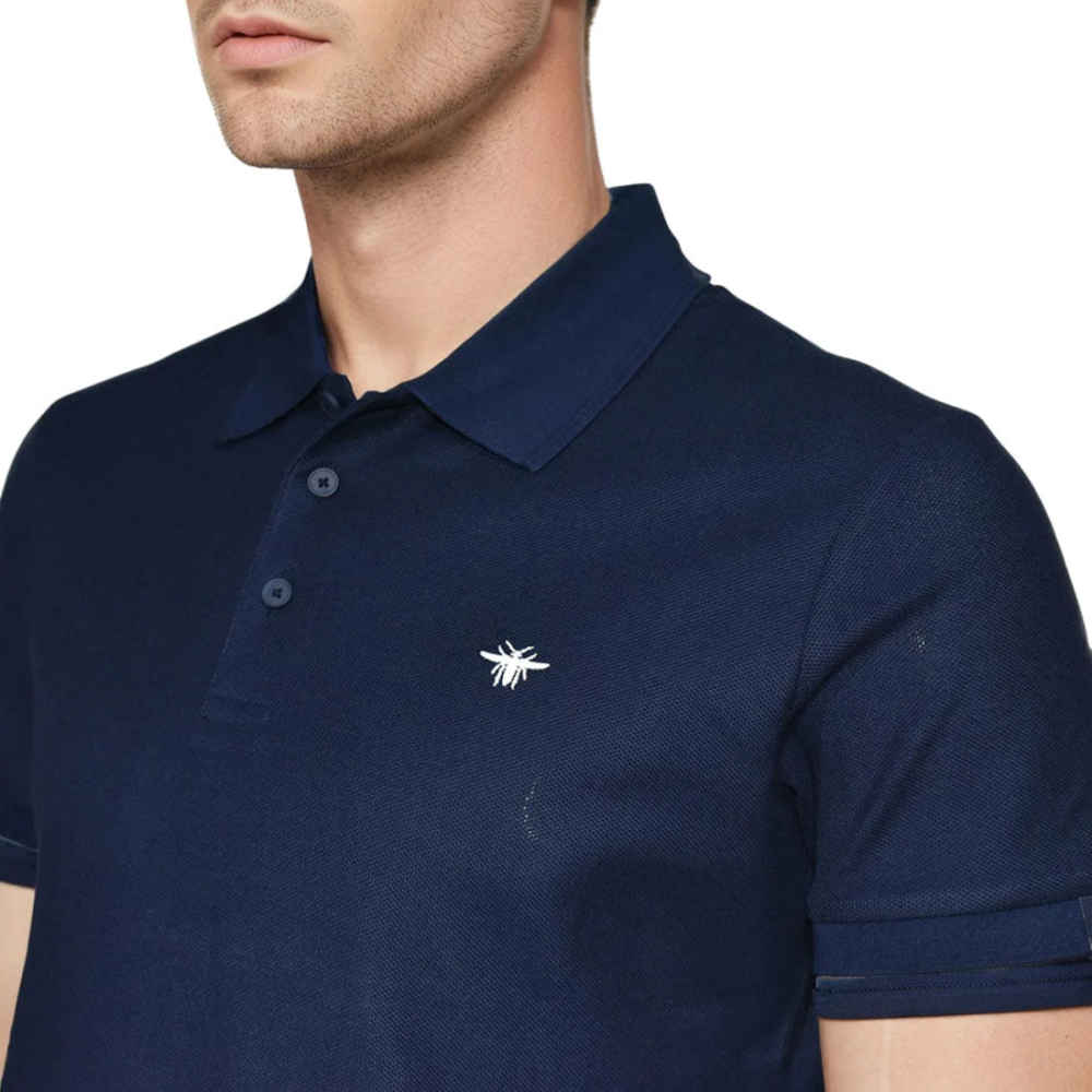 Dior Bee Embroidered Navy Blue Premium Polo T-shirt-4