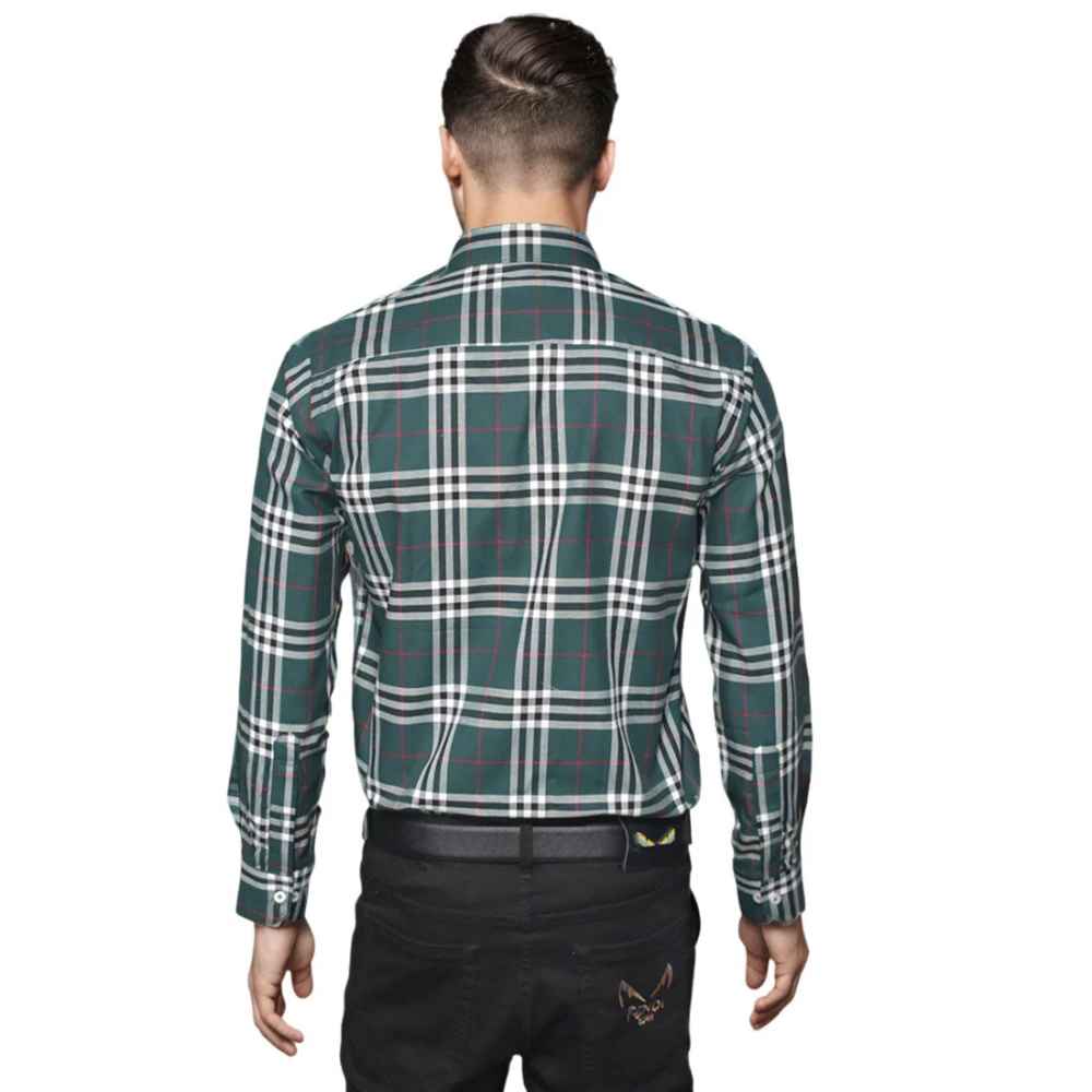 Burberry Green Premium Quality Men's Check Shirt-1