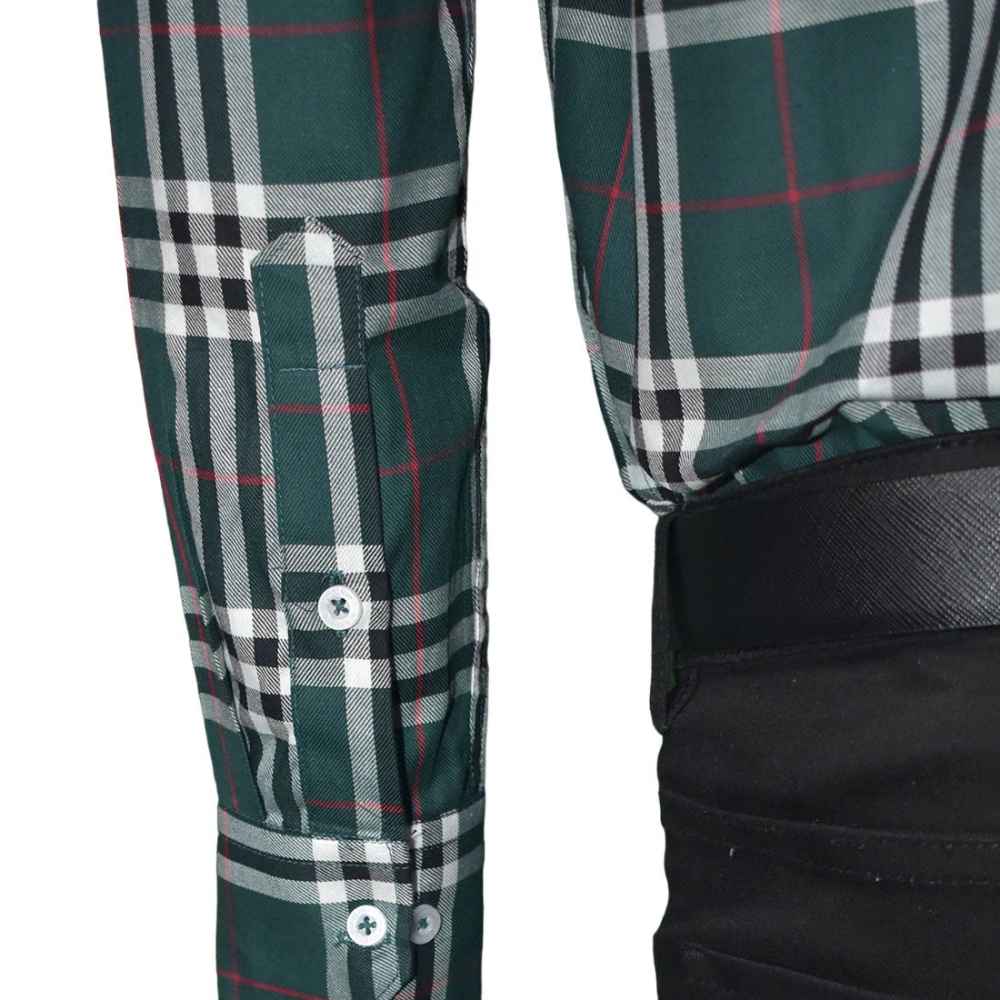 Burberry Green Premium Quality Men's Check Shirt-4