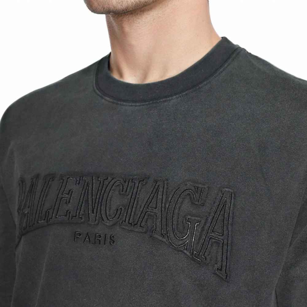 Balenciaga Embossed Print Black Premium T-shirt-2