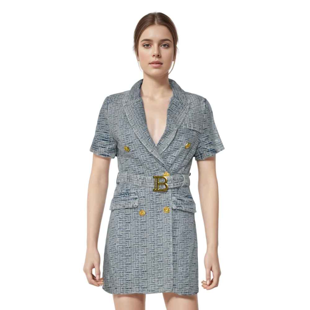 Balmain Blue Premium Quality Dress-thumb-0