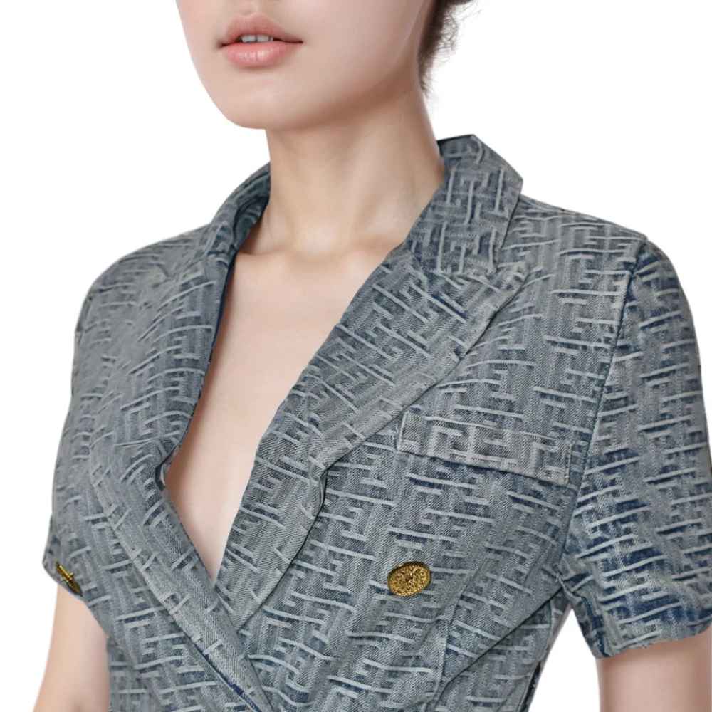 Balmain Blue Premium Quality Dress-thumb-3