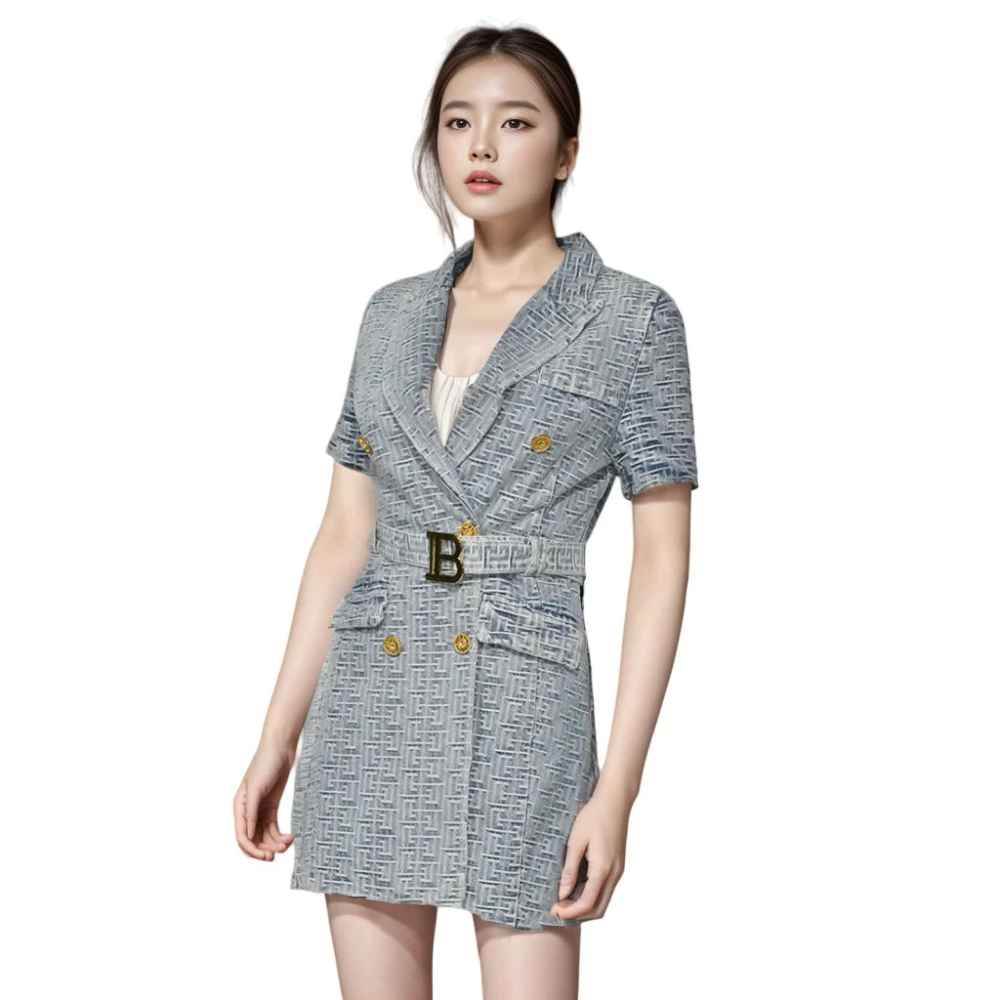 Balmain Blue Premium Quality Dress-thumb-1