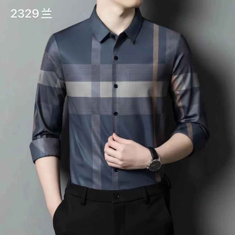 Burberry Checked Blue Premium  Quality Formal Shirt-3