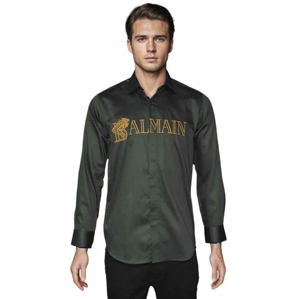 Balmain Green Premium Quality Long Sleeve Shirt-5